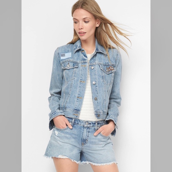 Gap Short Icon Denim Patch Jacket Size M - Picture 1 of 8